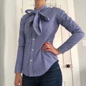 Ralph Lauren Button Down Neck Tie Blouse